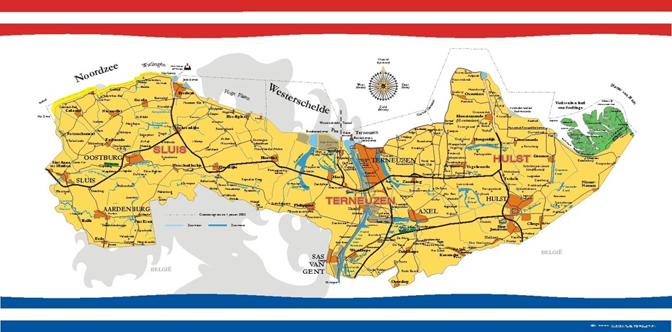 Kaart Zeeuws Vlaanderen
